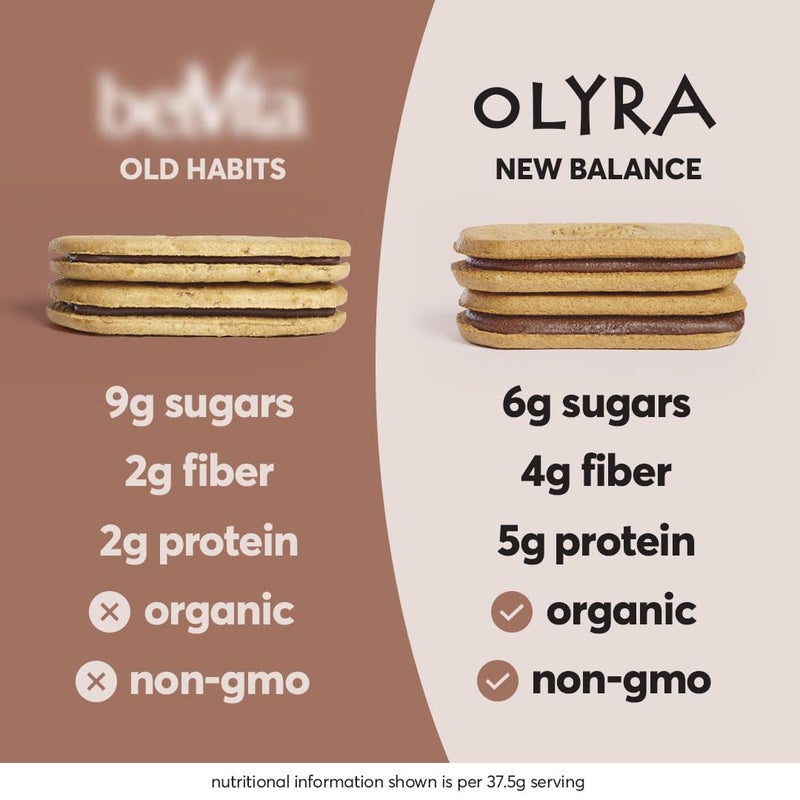 Olyra Creme Breakfast Biscuits - Dark Chocolate - Healthy Snacks for Kids and Adults, Low Sugar, High Fiber, Vegan Organic Cookies - Pack of 4 - Image 4